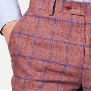 Tommy Hilfiger Modern Fit Brick/Blue Linen Pants